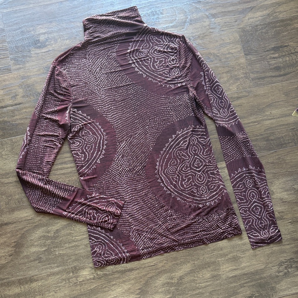 ULLA Johnson ultra soft comfy Bohemian Spring Beige & burgundy lightweight Top.